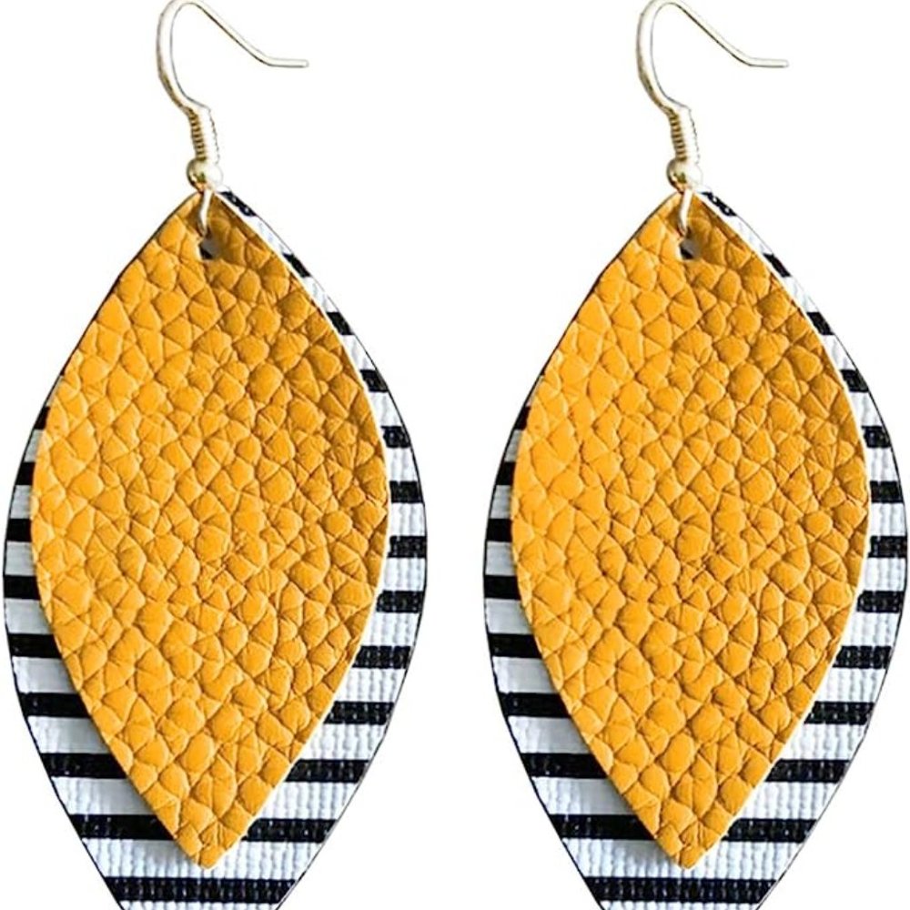 NEW! Leather Drop Leaf Earrings